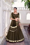 Sakhi Lnb1664 Pure Chanderi With Zari Weaving Work Lehenga With Blouse And Dupatta Exporters In India